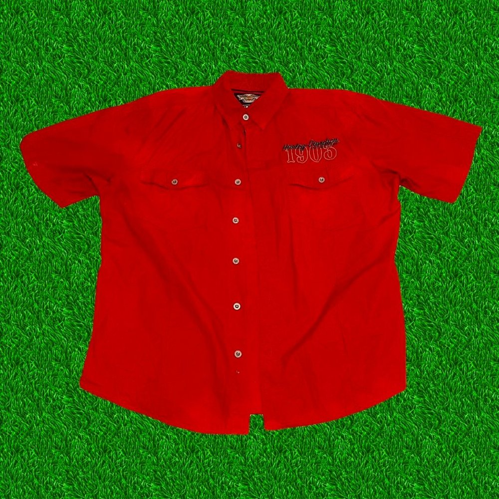 Harley Davidson Red Button Up Shirt